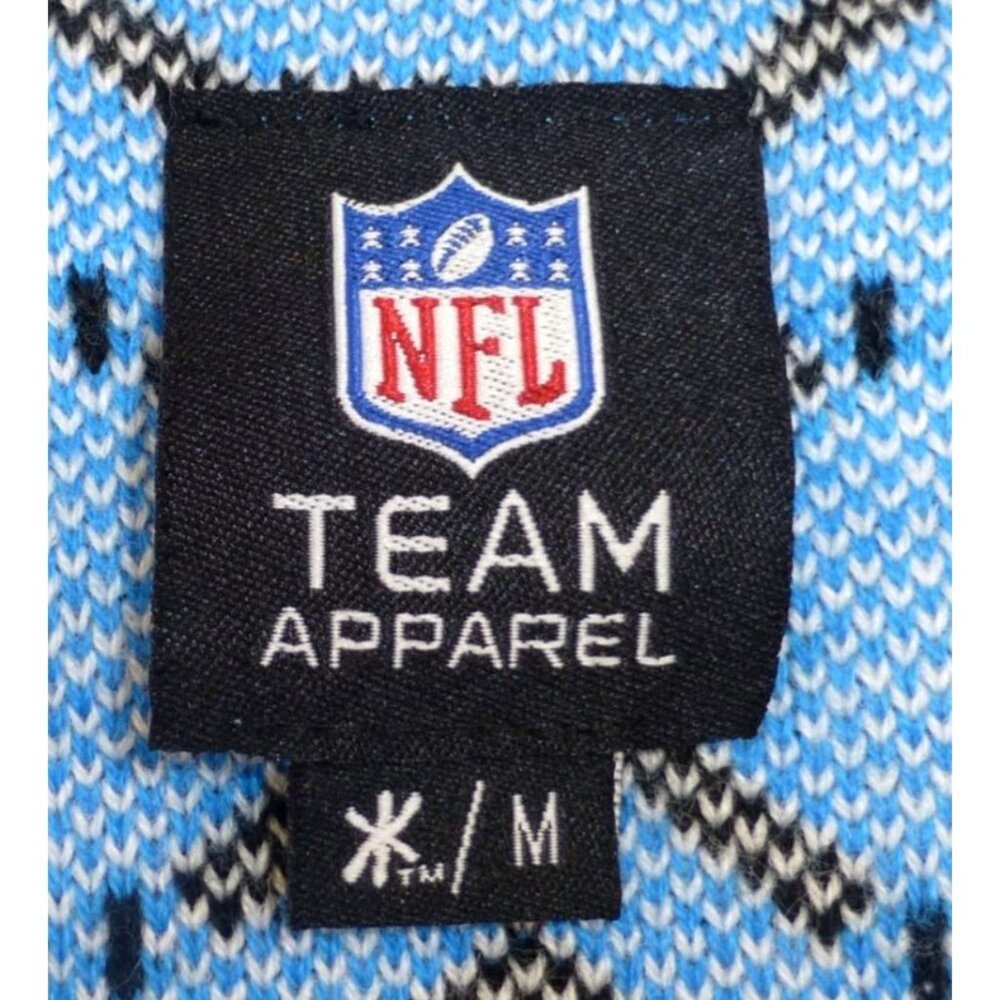 Carolina Panthers NFL Team Apparel Ugly Christmas Sweater Med V-Neck Black & Blu - Picture 5 of 10